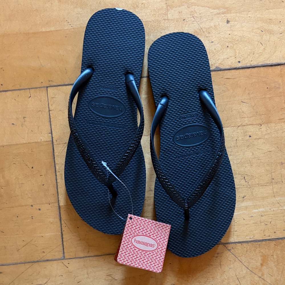 Havaianas Black Slim-strap Flip Flops